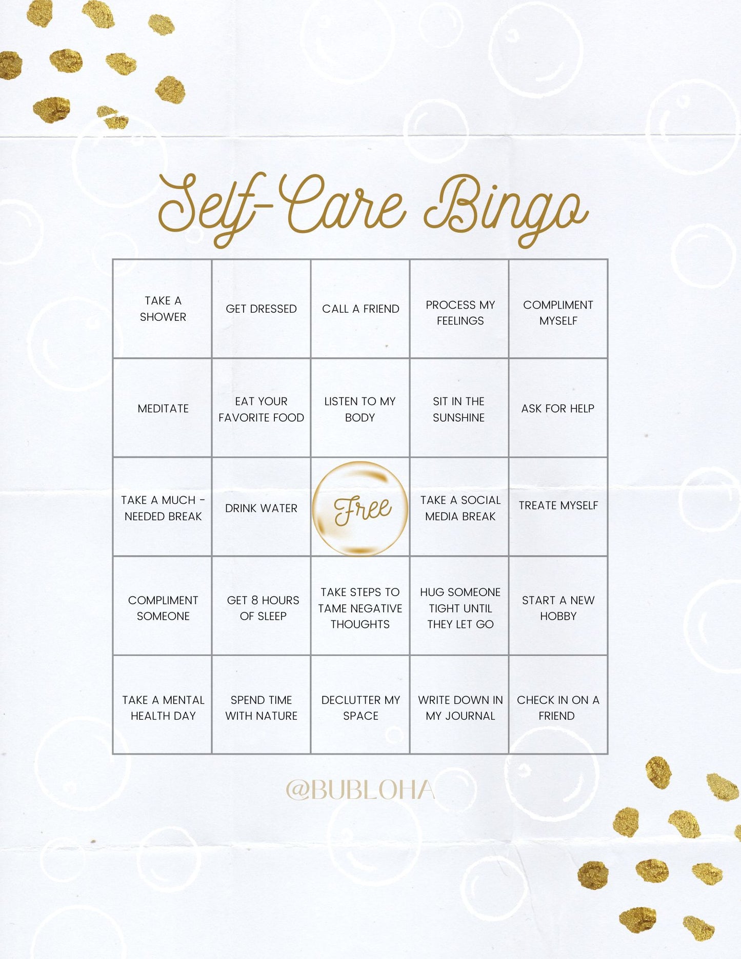 Self-Care Bingo