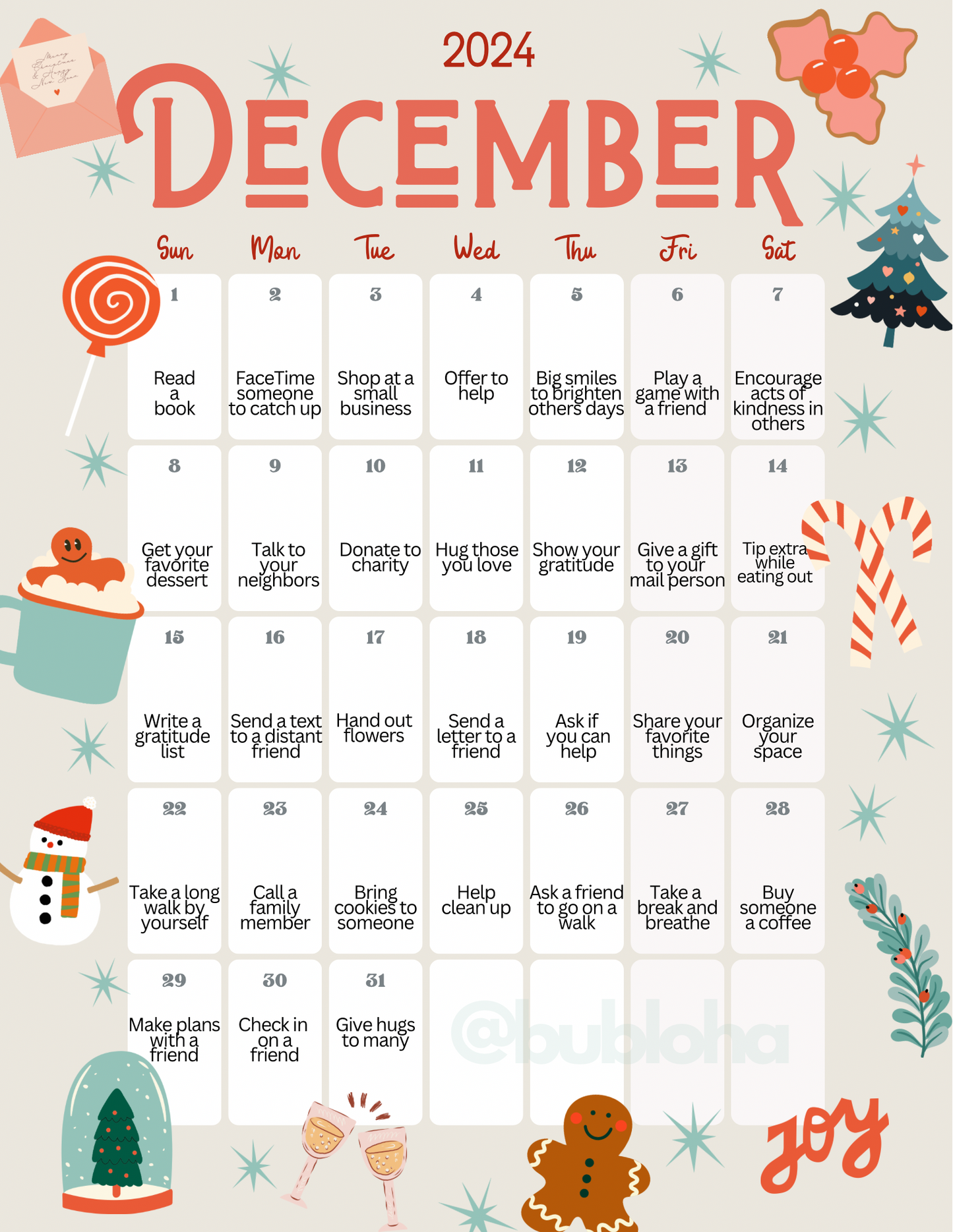 December Calendar of Kindness