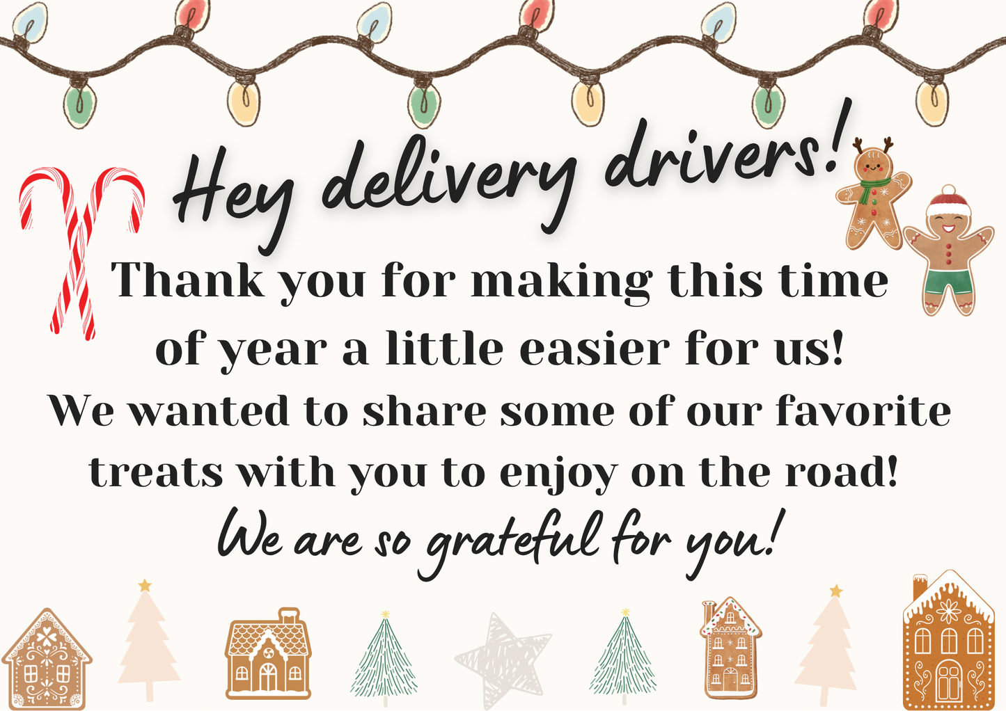 Christmas Delivery Snack Sign